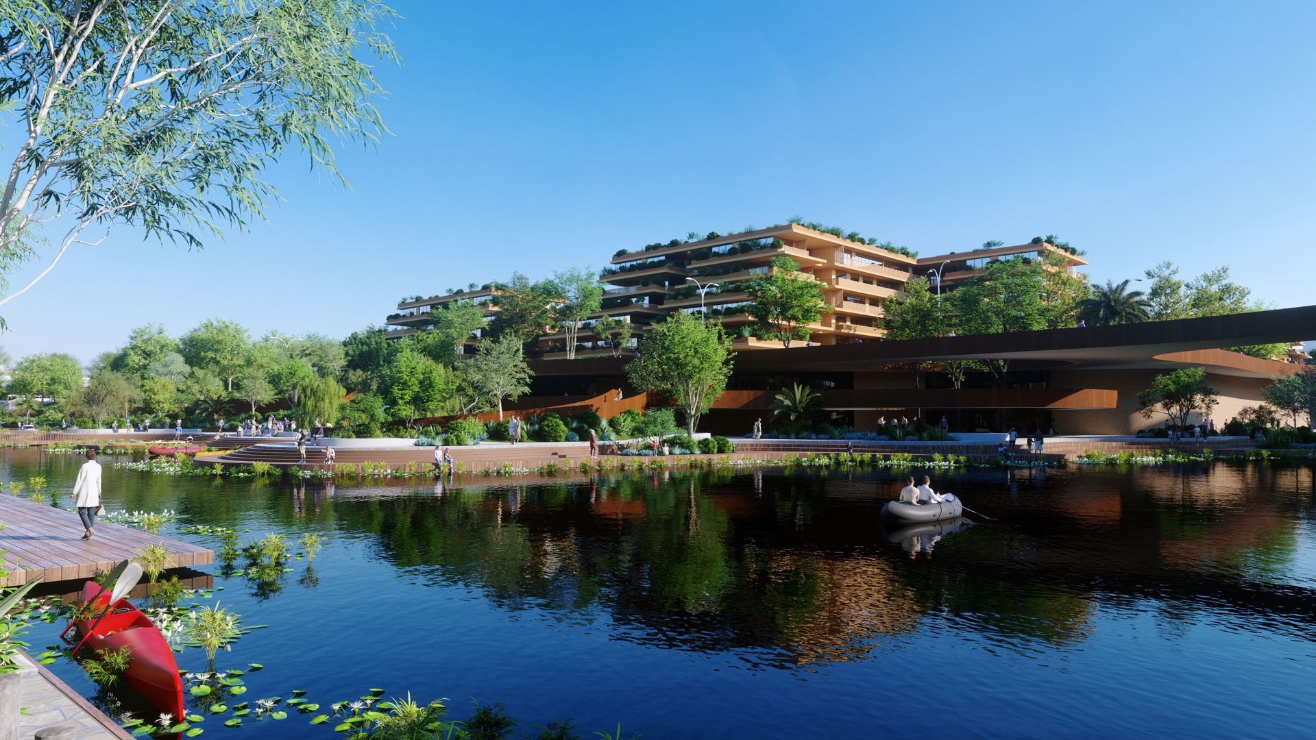 Complesso residenziale sul lago con pontili