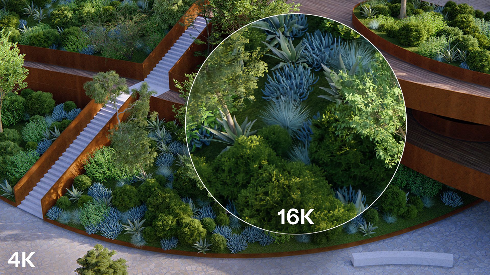 Confronto tra render in 4K e in 16K con l'AI Upscaler