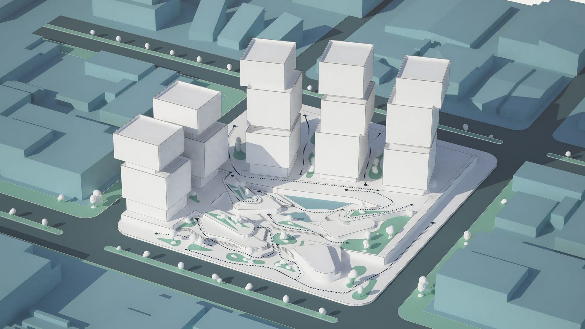 Diagramma Axogram in stile Polar con il contesto urbano